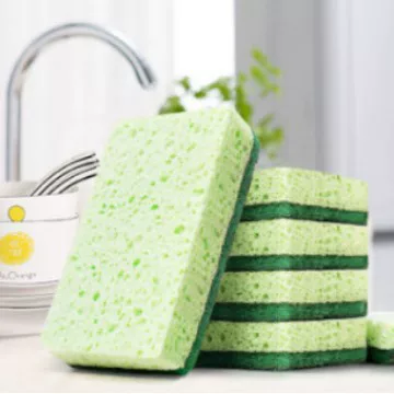 Kitchen natural wood pulp cotton double-sided sponge for scrubbing dishes, magic brush for washing dishes and POTS, kitchen degreasing and cleaning dishcloth