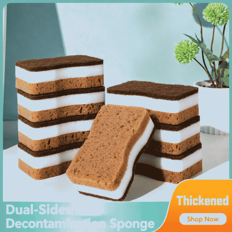 Double-sided kitchen sponge dishwashing wonder, household dishwashing cotton, pot and dish scrubbing, bamboo fiber cleaning sponge, dishwashing cloth