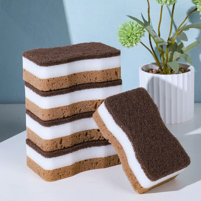 Double-sided kitchen sponge dishwashing wonder, household dishwashing cotton, pot and dish scrubbing, bamboo fiber cleaning sponge, dishwashing cloth