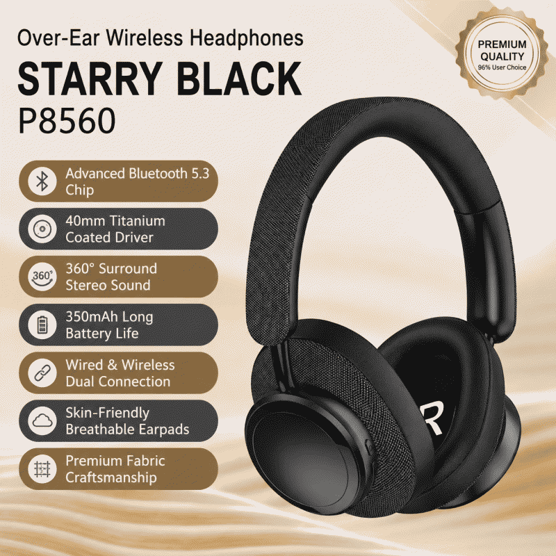 Popular wireless headset with long battery life, 3D stereo sound, high-quality cotton material, and comfortable fit that won't hurt even after extended wear