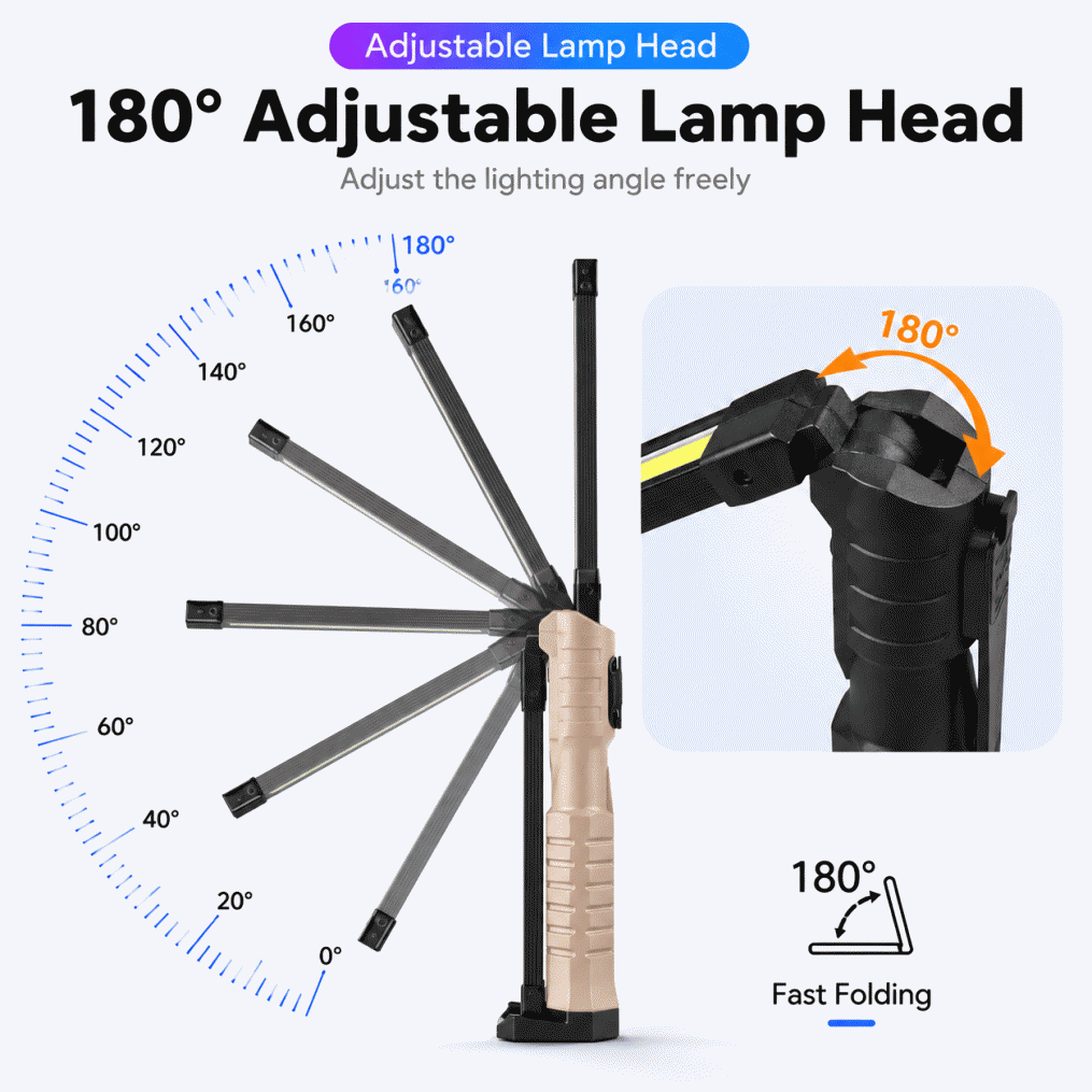 New multi-functional foldable LED handheld work light COB, outdoor maintenance lighting, strong magnetic emergency tool