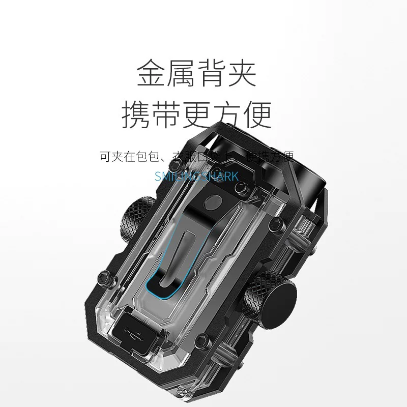 跨境新款充电多功能便携磁吸维修灯迷你背夹旋转陀螺红蓝闪警示工
