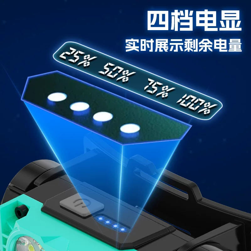 New high-brightness headlamp, emergency repair work site headlamp, outdoor charging magnetic suction fishing and camping lighting headlamp