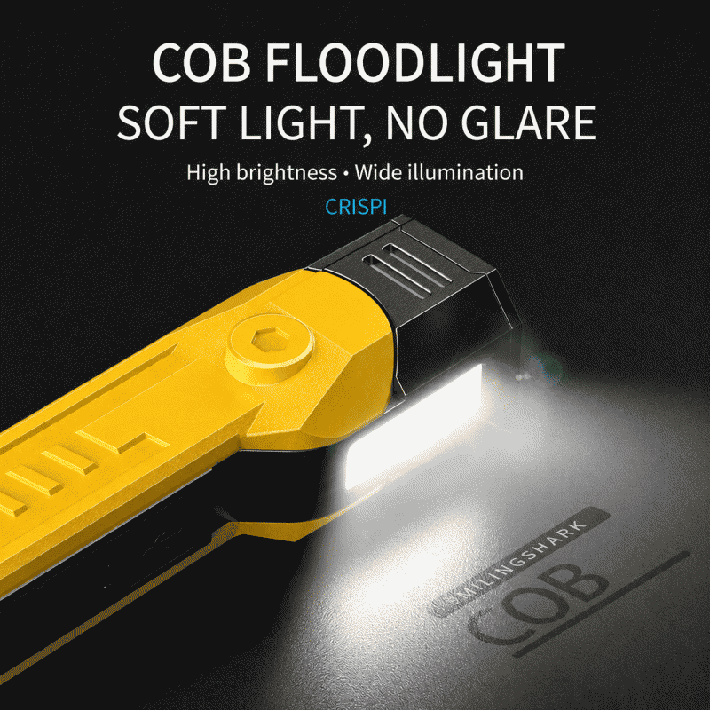 New outdoor lighting multi-function dual-light strip with hook, magnetic attachment flashlight, rotating head, with digital display for maintenance workers