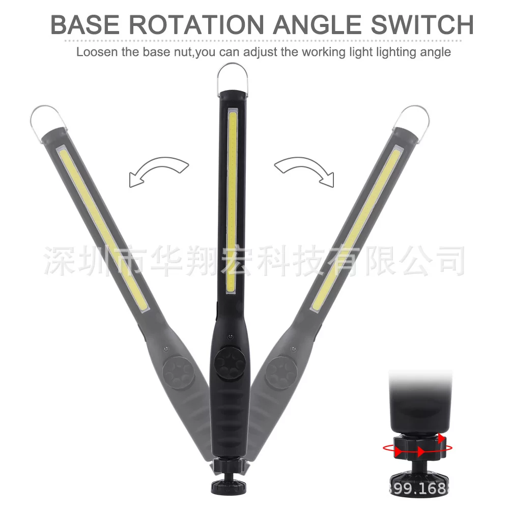 Magnetic COB work light, battery level display, car inspection light, charging strong light, handheld long strip work emergency light