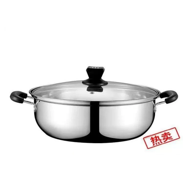 跨境批发特厚汤锅不锈钢清汤锅鸳鸯锅火锅汤锅电磁炉煤气炉通用锅