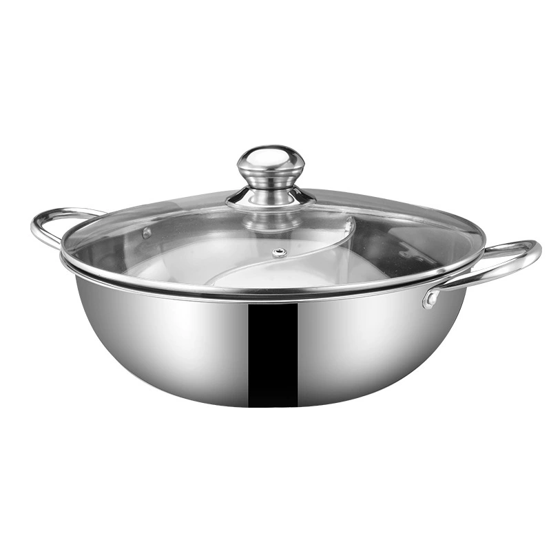 Cross-border temu Amazon stainless steel yin-yang hot pot with lid, induction cooker pot, thickened hot pot basin, little Sheep pot