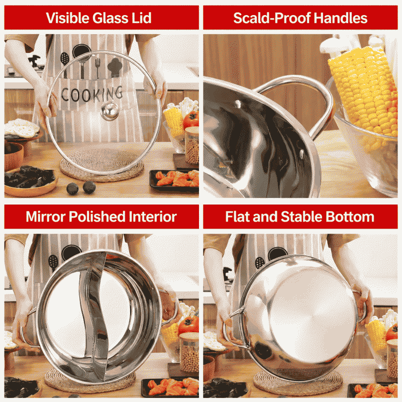Yin-yang pot hot pot basin with lid thickened, yin-yang hot pot household stainless steel hot pot pot, induction cooker open flame special pot