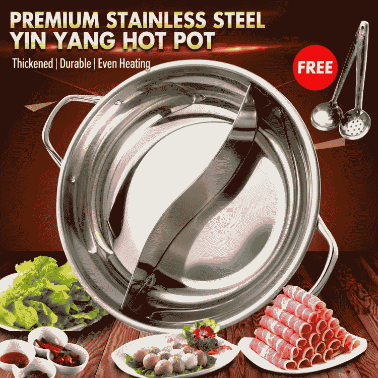 Yin-yang pot hot pot basin with lid thickened, yin-yang hot pot household stainless steel hot pot pot, induction cooker open flame special pot