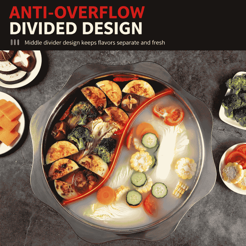 Thickened stainless steel clear soup pot, double-flavored pot, hot pot basin, household induction cooker, large-capacity commercial restaurant hot pot utensils