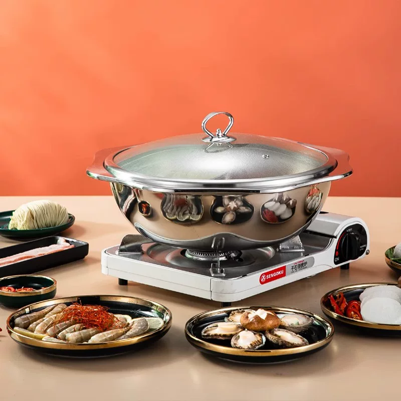 Cross-border mandarin duck hot pot, octagonal pot basin, double-flavor hot pot, mother and child hot pot basin with grid, stainless steel pot basin