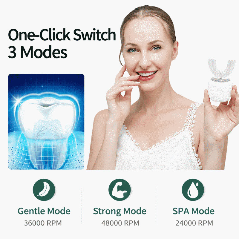 U-shaped electric toothbrush for adults, full U-shaped automatic oral cleaner, charging, blue light whitening, lazy person's wonder tool