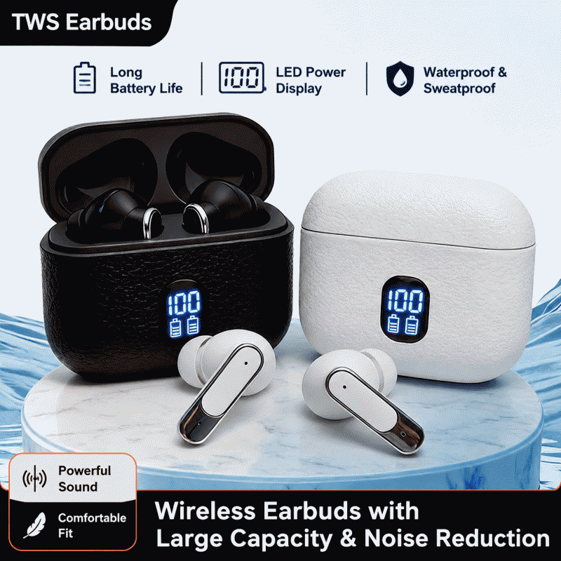 Bluetooth headphones with super long battery life, specifically designed for food delivery riders, in-ear style, high sound quality, comfortable to wear for extended periods without causing pain