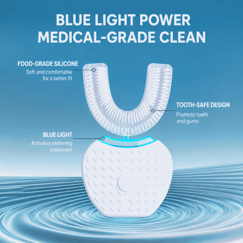 U-shaped electric toothbrush, oral cleaning and whitening device for adults, household automatic cleaner, student and couple brush
