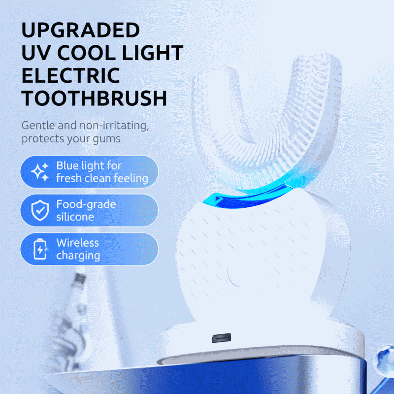 U-shaped electric toothbrush, oral cleaning and whitening device for adults, household automatic cleaner, student and couple brush