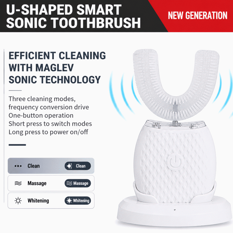 U-shaped electric toothbrush, fully automatic, waterproof, oral cleaning, fully washable, mouthpiece ultrasonic tooth cleaner
