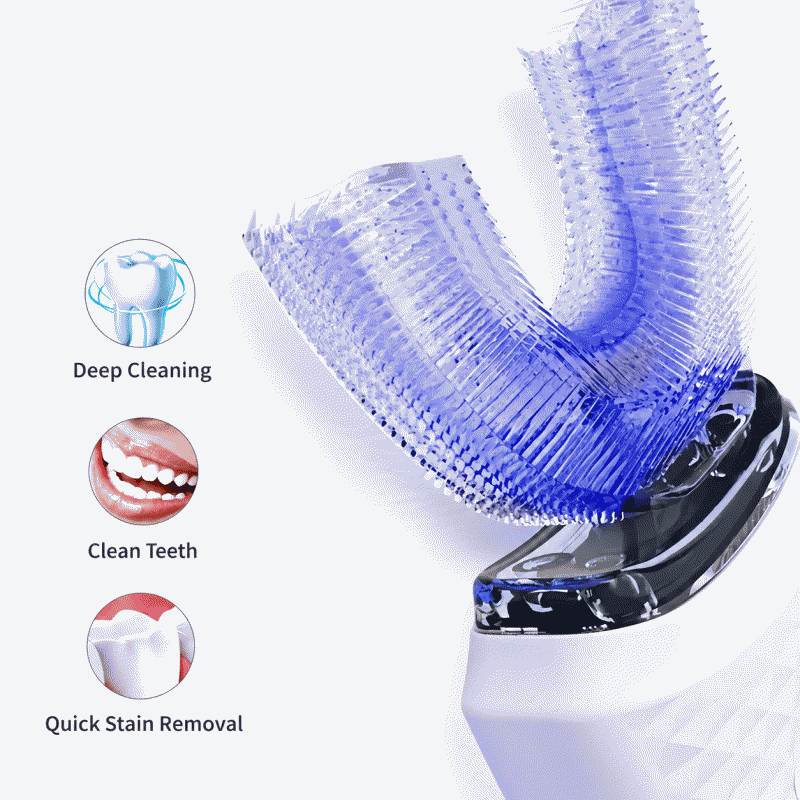 U-shaped electric toothbrush, fully automatic, waterproof, oral cleaning, fully washable, mouthpiece with ultrasonic scaler