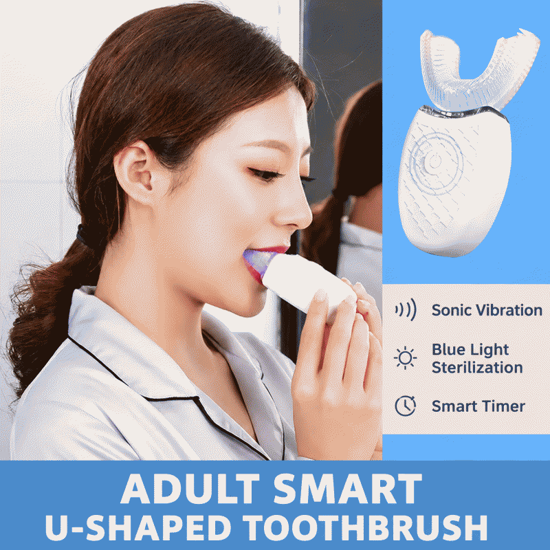 U-shaped electric toothbrush, fully automatic, waterproof, oral cleaning, fully washable, mouthpiece with ultrasonic scaler