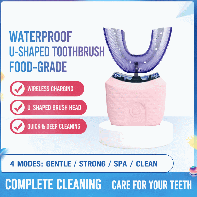 U-shaped electric toothbrush, fully automatic, waterproof, oral cleaning, fully washable, mouthpiece with ultrasonic scaler