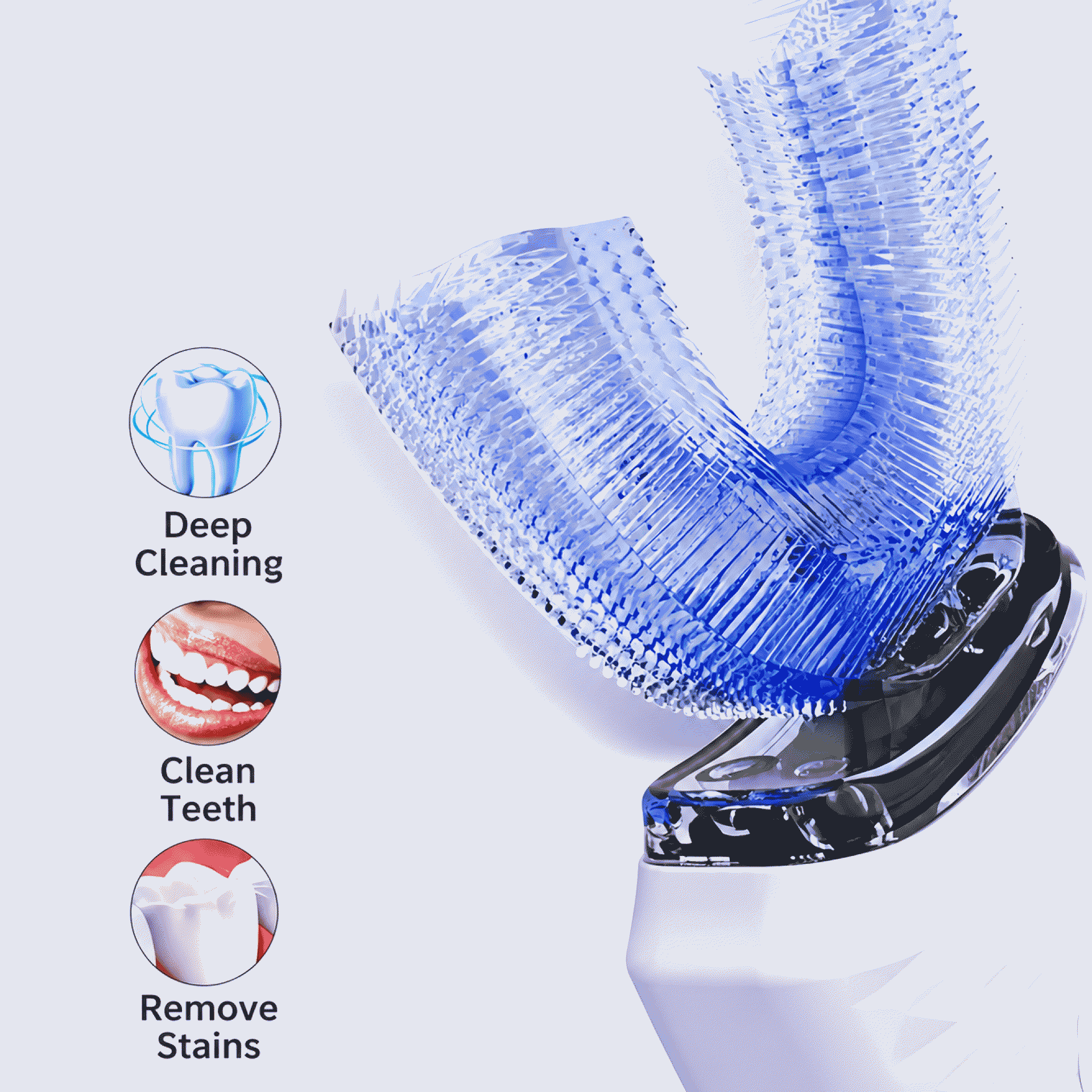 U-shaped electric toothbrush, fully automatic, waterproof, oral cleaning, fully washable, mouthpiece, ultrasonic tooth cleaner
