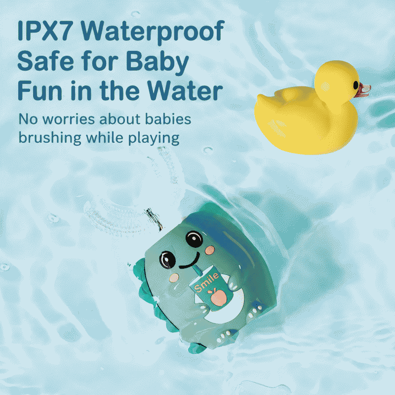 Children's U-shaped electric toothbrush with cartoon soft-bristled silicone brush head is hot-selling, cute and adorable, featuring a small dinosaur design