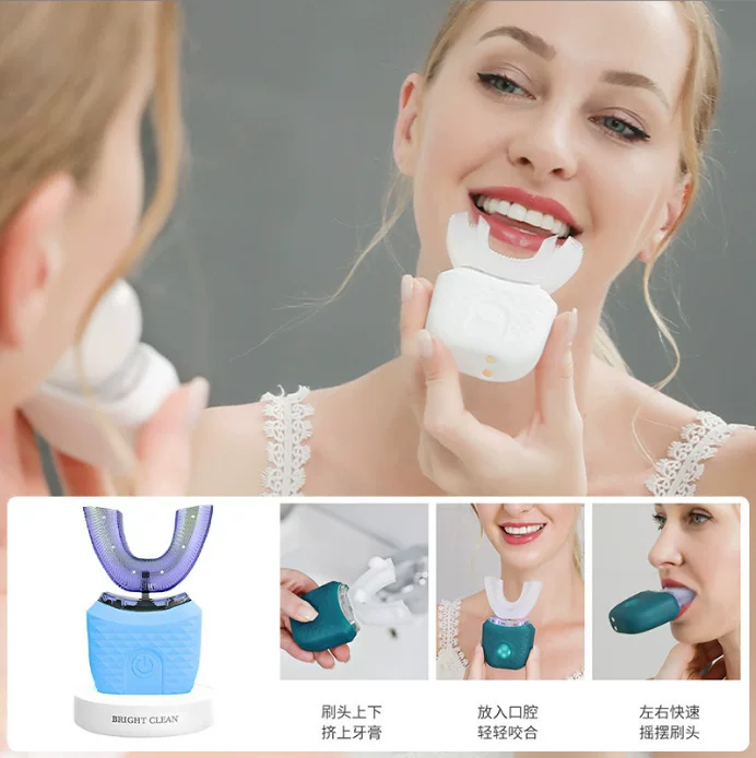 Cross-border adult U-shaped electric toothbrush, fully automatic water-washing soft bristle silicone toothbrush, charging automatic timed teeth cleaner