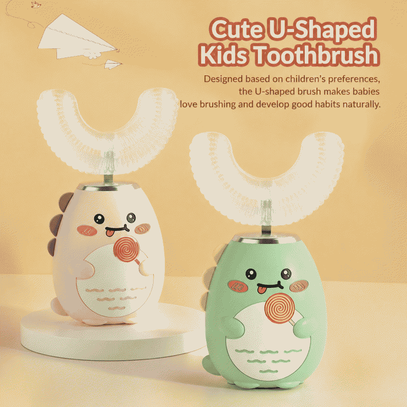 Children's U-shaped electric toothbrush, suitable for babies aged 2-12, electric U-shaped mouthpiece soft silicone sonic electric toothbrush