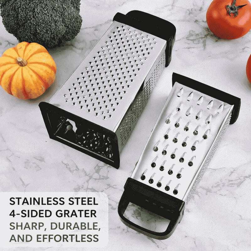 Vertical 8-inch and 9-inch stainless steel four-sided kitchen tool, melon grater, multi-functional vegetable, cheese and cheese grater