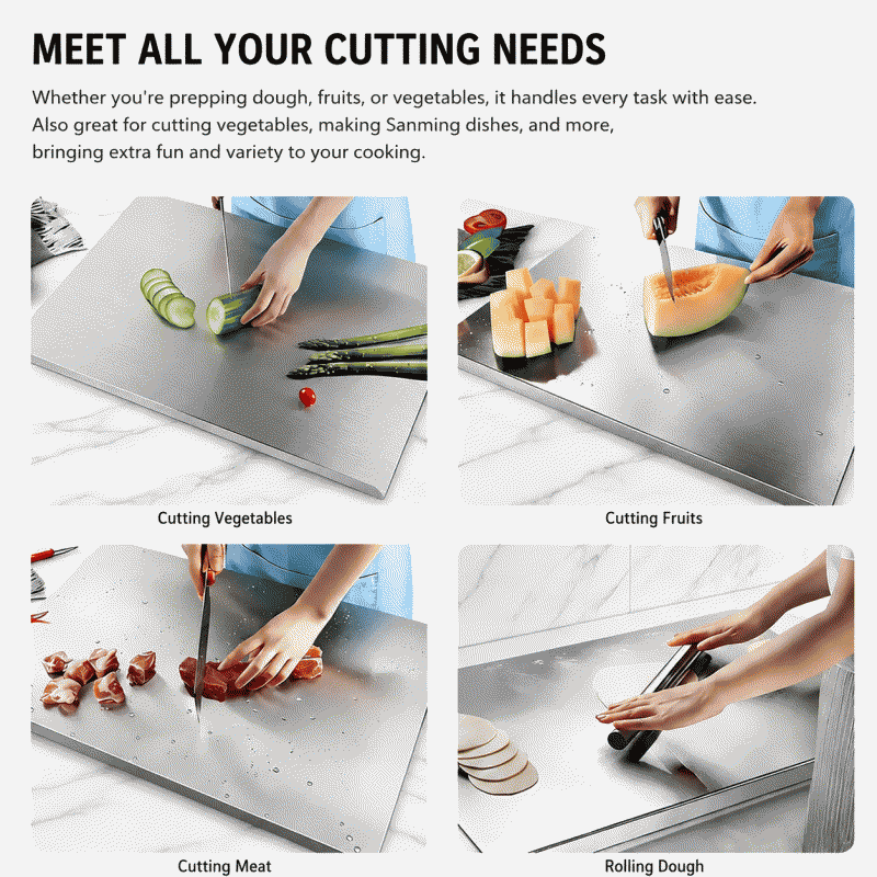 Thickened stainless steel antibacterial and mold-proof cutting board, multi-functional, reversible, suitable for kitchen use, sticky board, rolling board