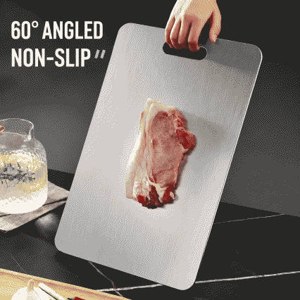 Stainless steel cutting board, double-sided, with rounded edges, suitable for household use, also suitable for kneading and rolling dough, with hanging holes