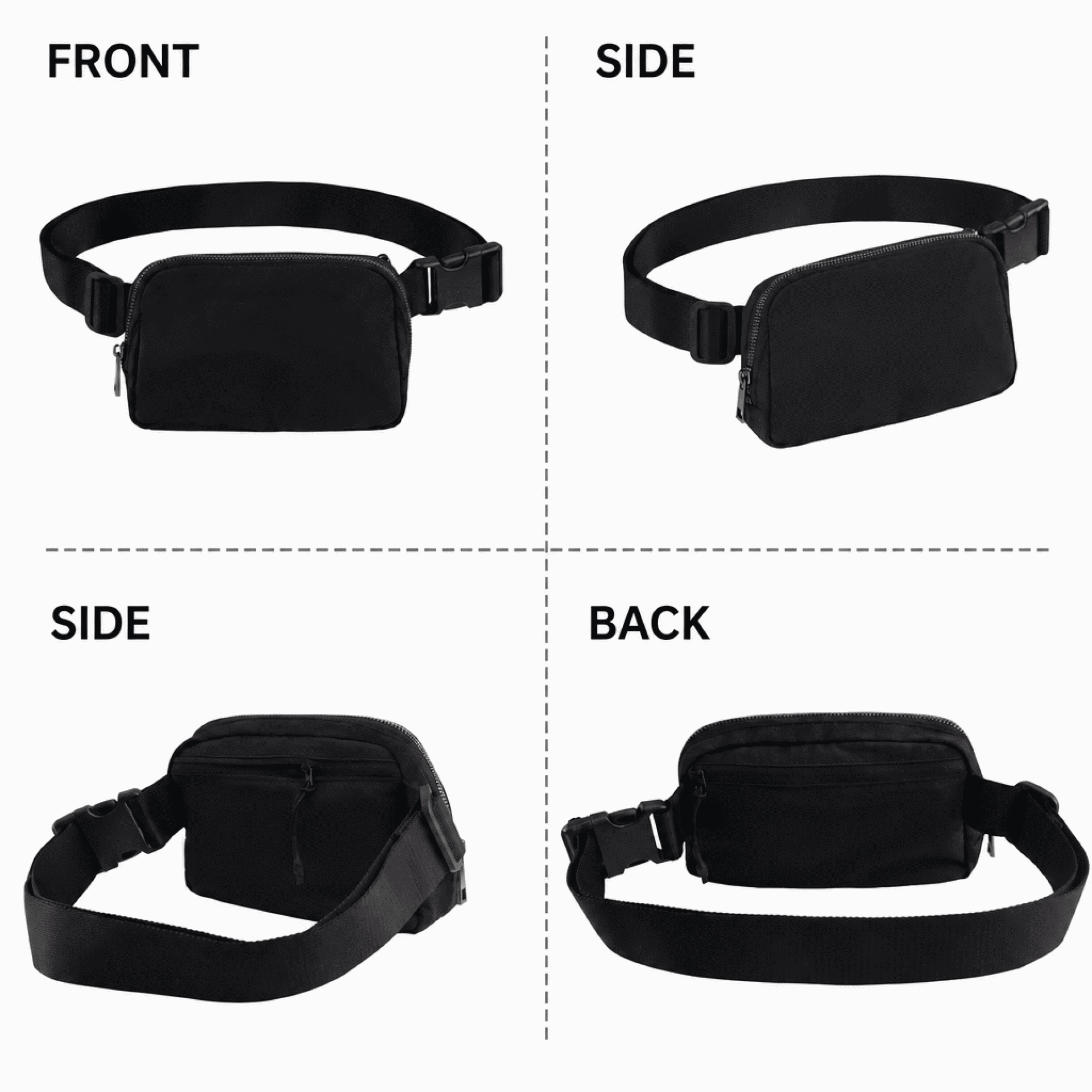 Lulu's style outdoor running waist bag, with logo printing, messenger bag for couple, nylon, waterproof, sports waist bag