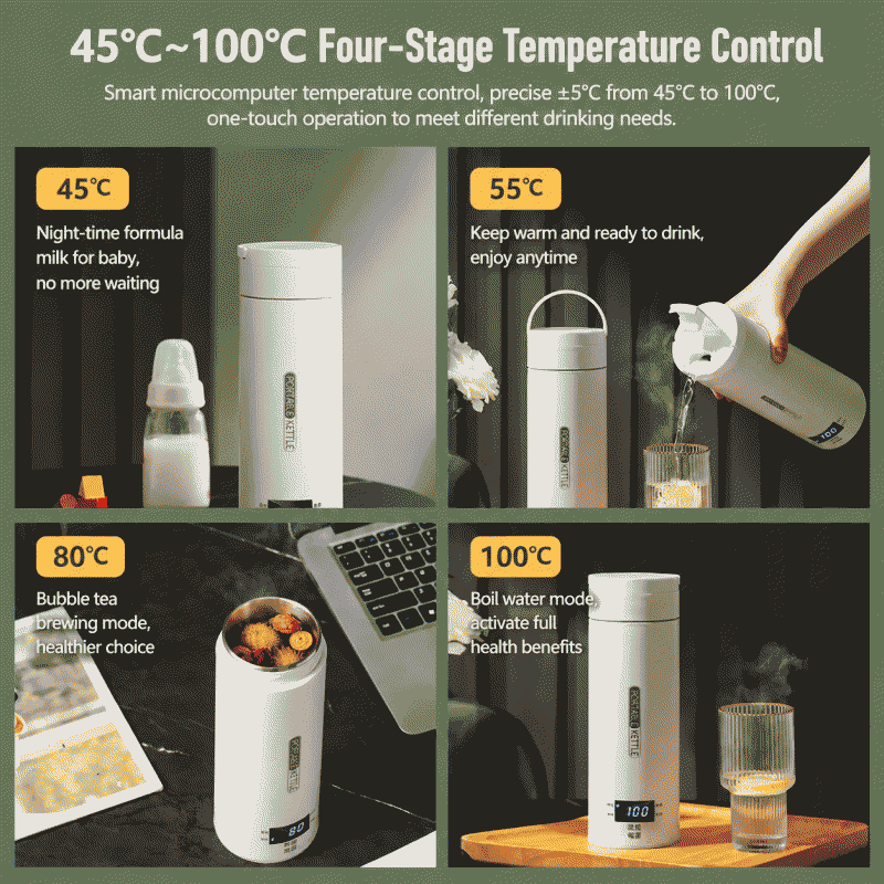 Portable water kettles, travel water cups, hot water kettles for business trips, hotels and dormitories, best-selling constant-temperature insulated electric cups