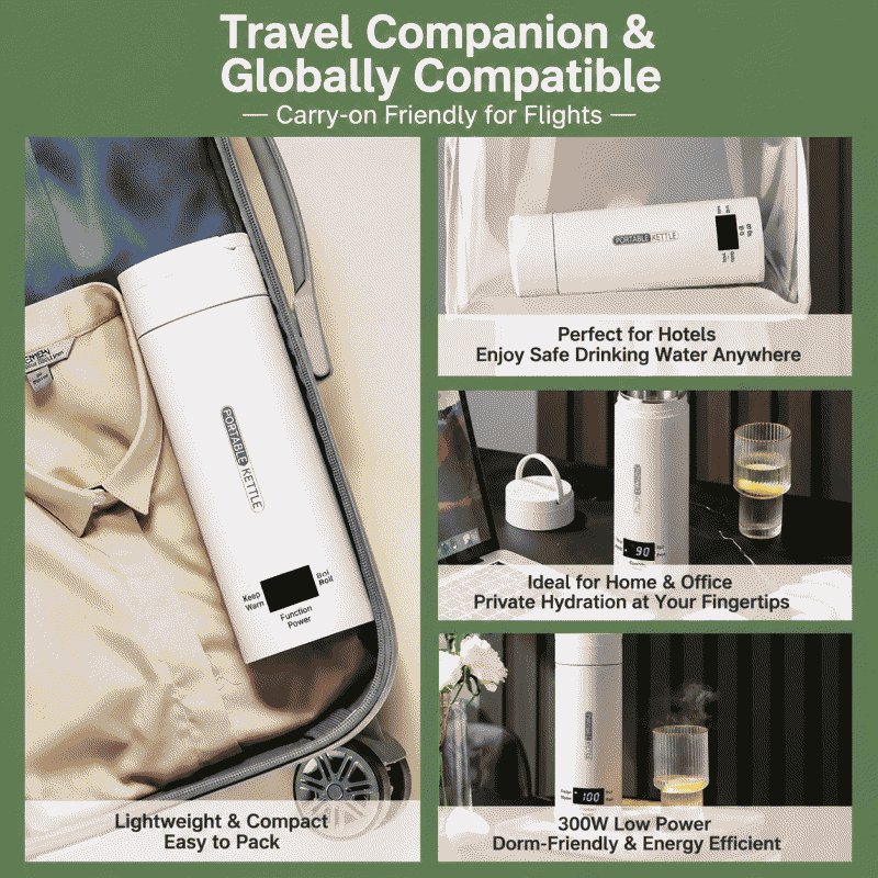 Portable water kettles, travel water cups, hot water kettles for business trips, hotels and dormitories, best-selling constant-temperature insulated electric cups