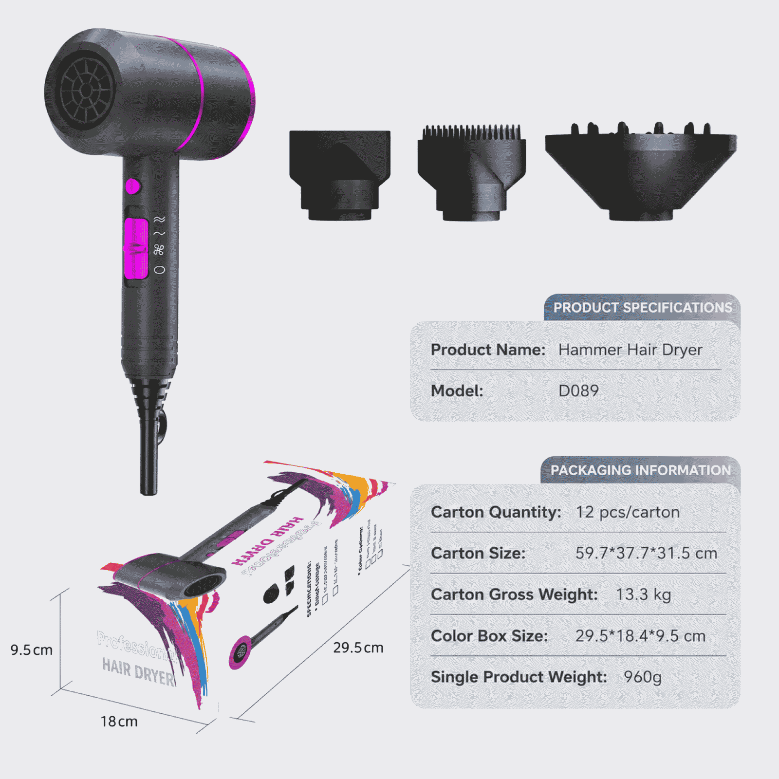 Popular T-shaped hair dryer 110v, professional hair dryer for salons, TEMU high-power hair dryer