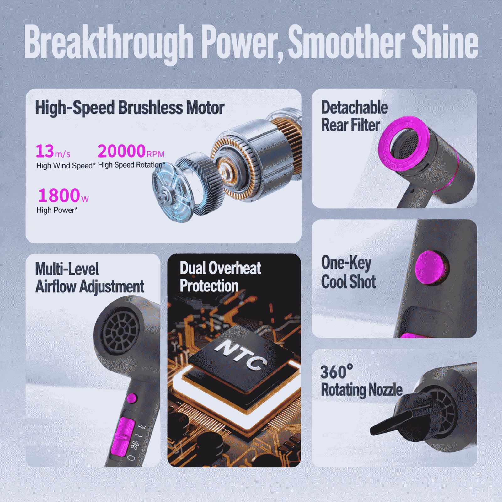 Popular T-shaped hair dryer 110v, professional hair dryer for salons, TEMU high-power hair dryer