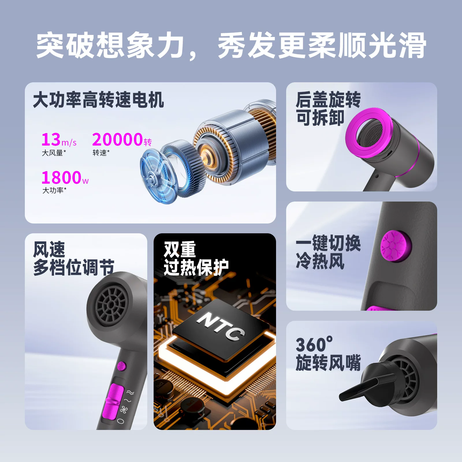 Cross-border bestseller T-shaped hair dryer 110v, professional hair salon hair dryer TEMU, wholesale of high-power hair dryers