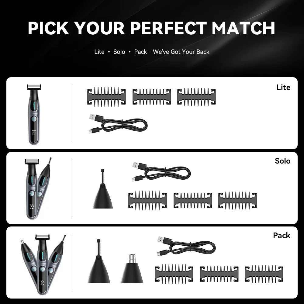 Cross-border multi-functional full-body washing men's LED digital display travel lock T-shaped knife for eyebrow and nose hair trimming and shaving