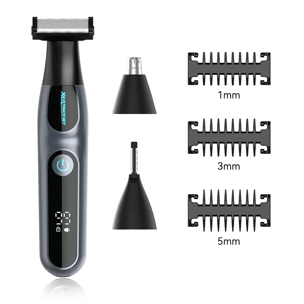 Cross-border multi-functional full-body washing men's LED digital display travel lock T-shaped knife for eyebrow and nose hair trimming and shaving