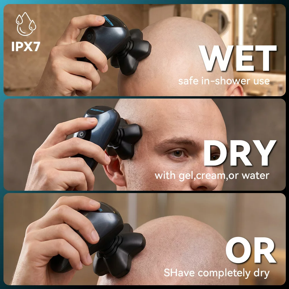 Cross-border five-in-one multi-functional full-body water-washing rechargeable five-blade electric shaving magnetic head shaver