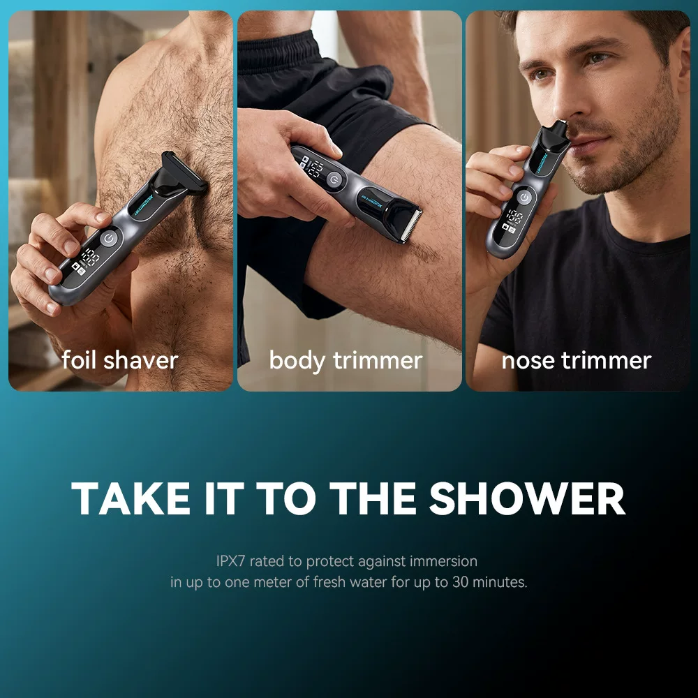 Cross-border men's full-body washing multi-functional body hair clipper, rotary reciprocating razor, hair and beard clipper, electric pusher