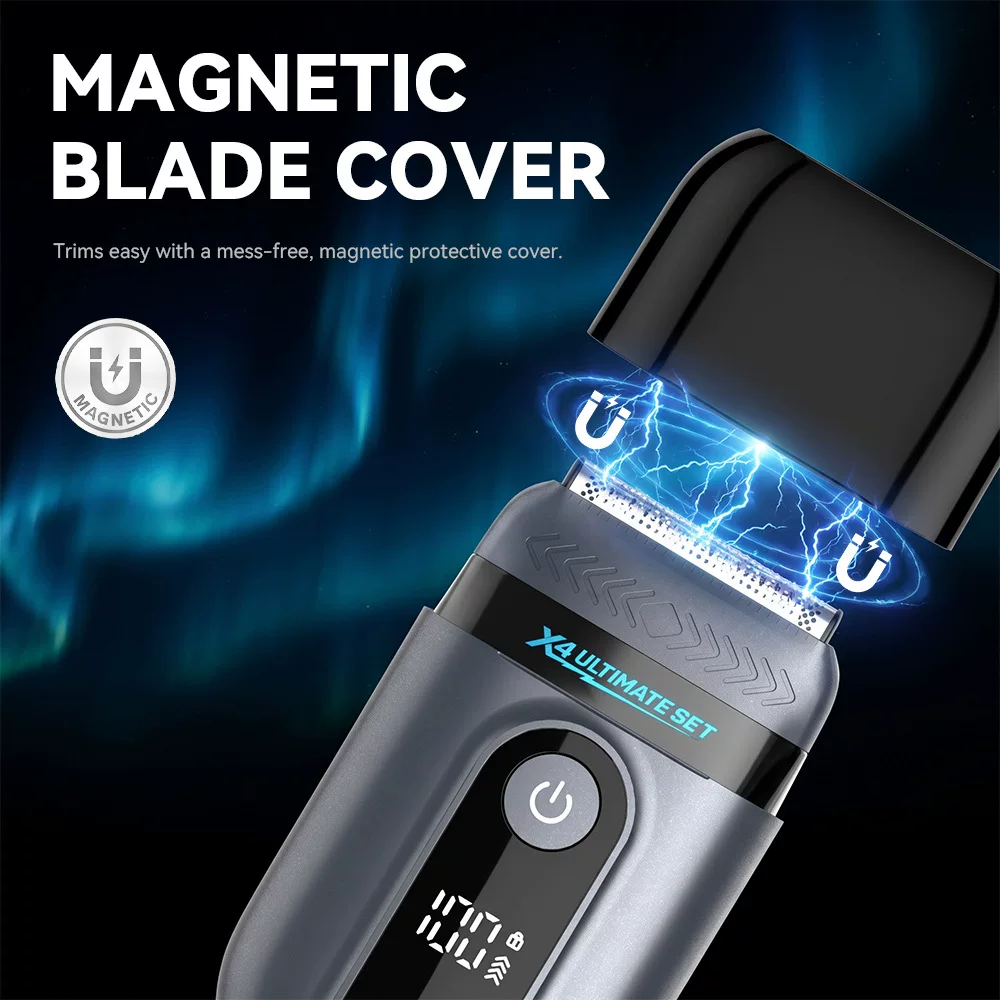 Cross-border men's portable travel LED digital display IPX7 waterproof electric razor, trimming reciprocating shaver