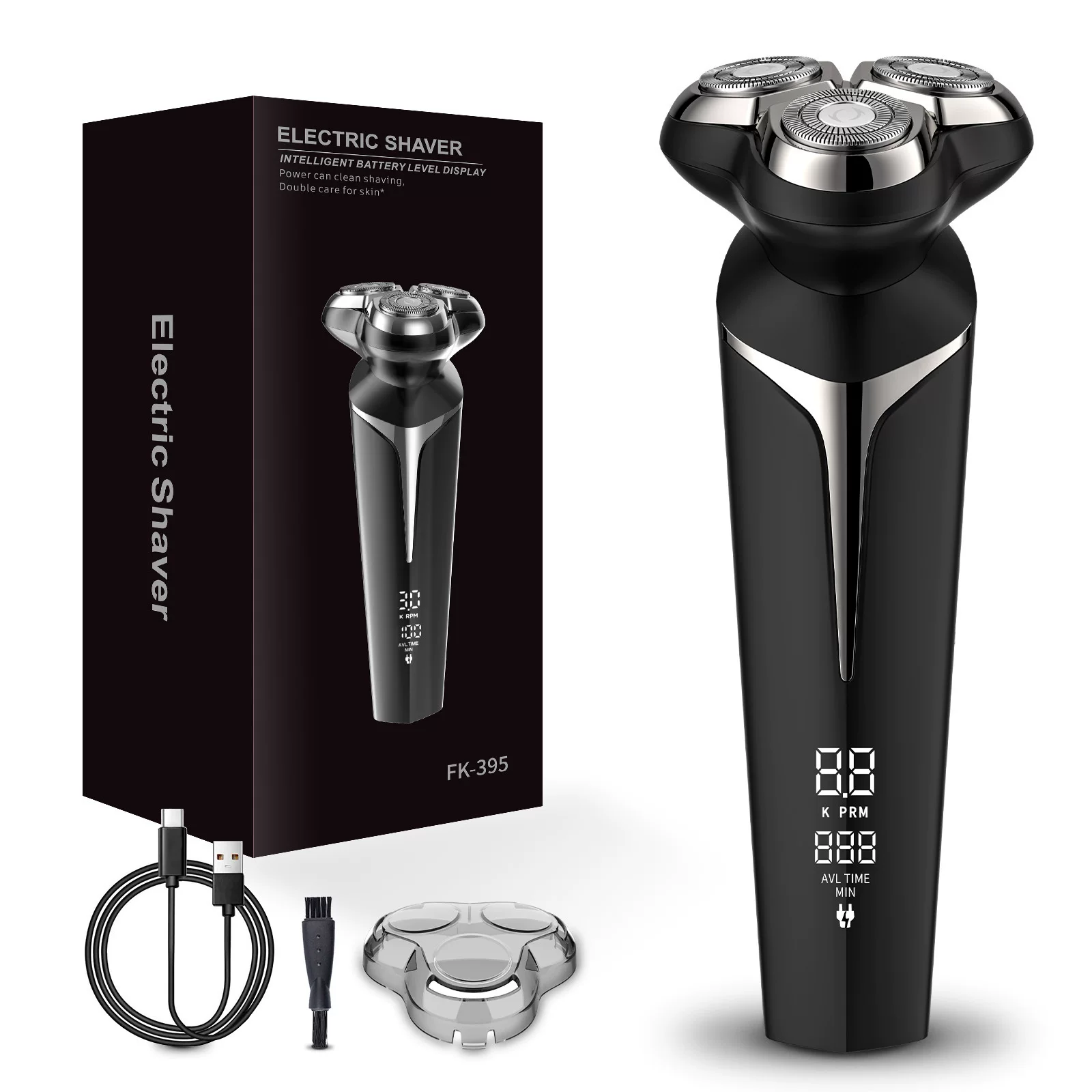 Magnetic three-blade razor, full-body water washing for shaving, digital display fast charging, cross-border wholesale, magnetic three-blade razor