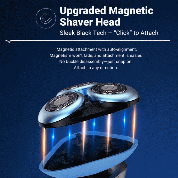 Magnetic three-blade electric shaver, digital display razor, full-body washing set, beard knife, three-in-one dry and wet use