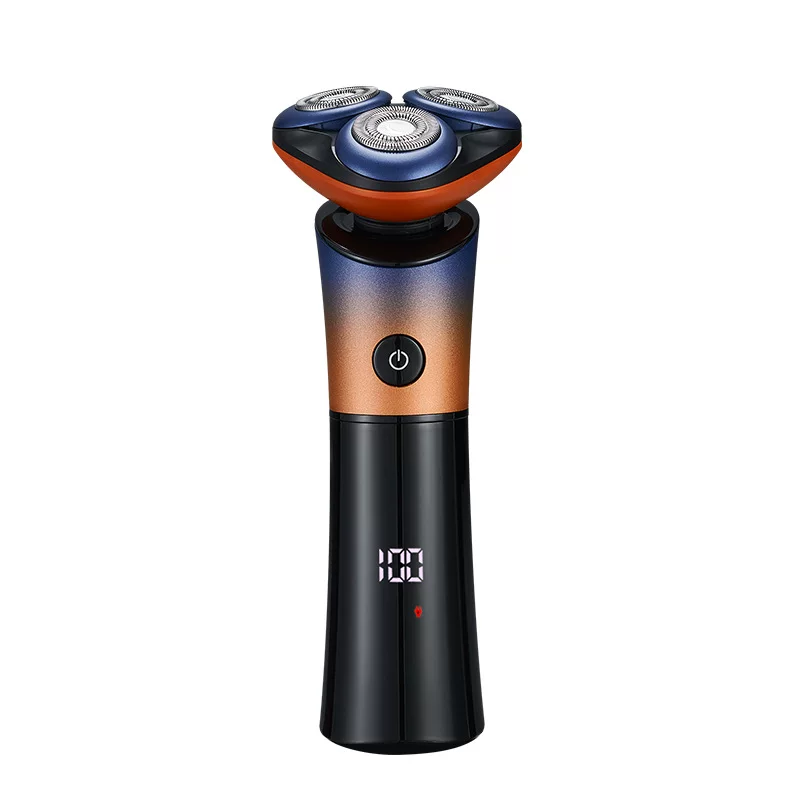 Magnetic three-blade electric shaver, digital display razor, full-body washing set, beard knife, three-in-one dry and wet use