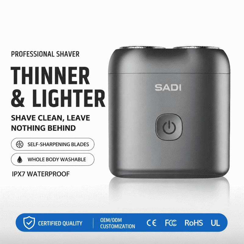 New electric double-head shaver, compact rechargeable, portable for business trips and travel, full-body washable men's razor