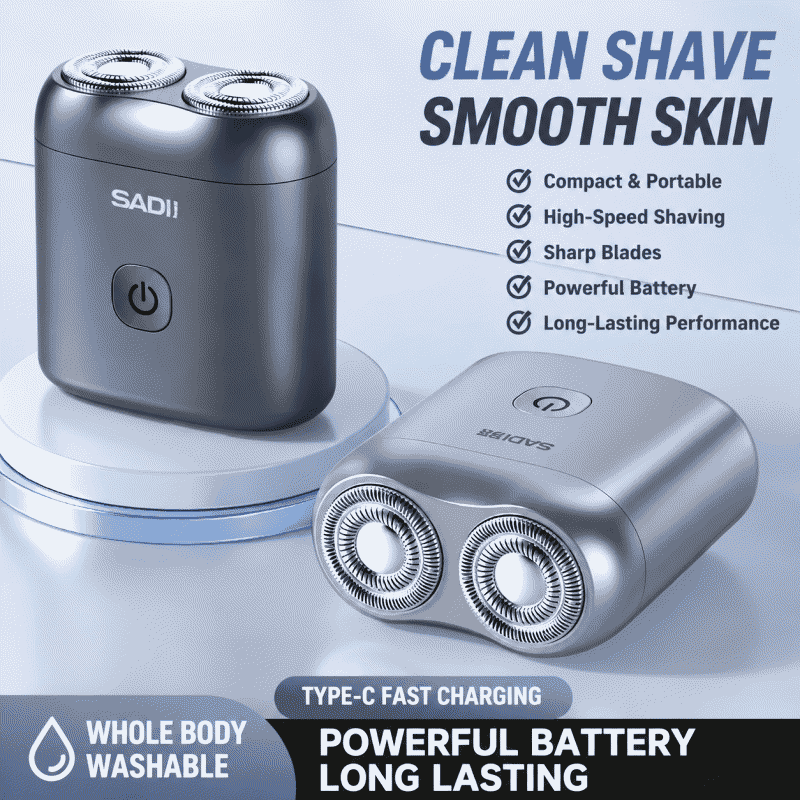 New electric double-head shaver, compact rechargeable, portable for business trips and travel, full-body washable men's razor