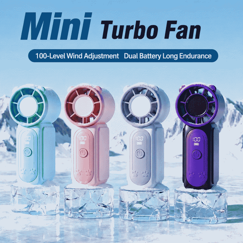 High-speed mini handheld fan, USB-powered with ultra-long battery life, turbo-powered, portable, and compact