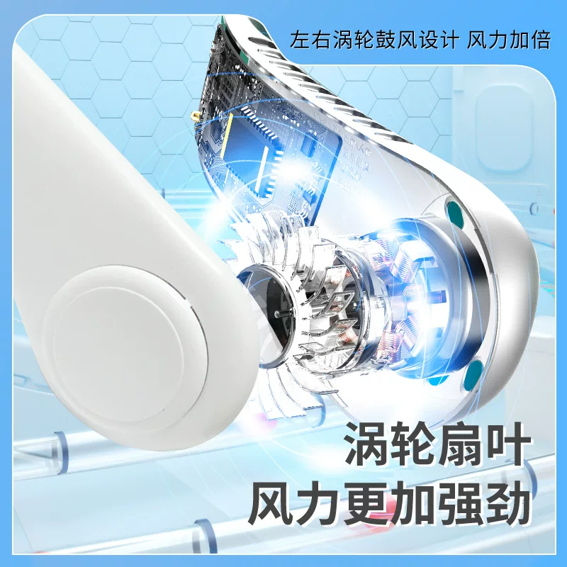 New cross-border USB charging neck-hanging fan wholesale portable cooling neck-hanging fan