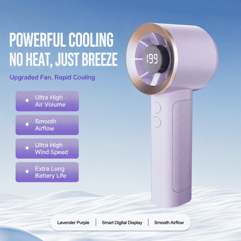 Handheld high-speed small fan, household desktop electric fan, miniature and portable outdoor fan, plain turbine fan