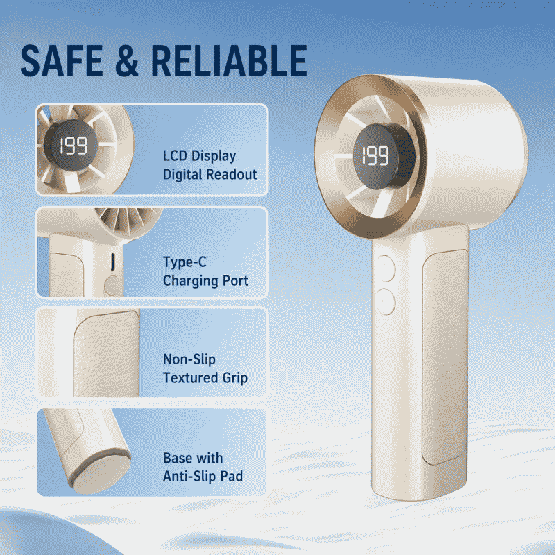 Handheld high-speed small fan, household desktop electric fan, miniature and portable outdoor fan, plain turbine fan